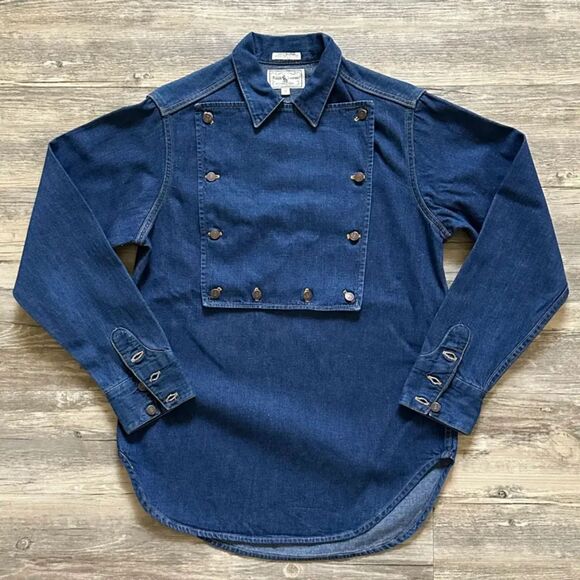 Polo by Ralph Lauren Tops - Vintage 70s Ralph Lauren Western Wear Denim Bib Button Shirt Size 12 RARE!